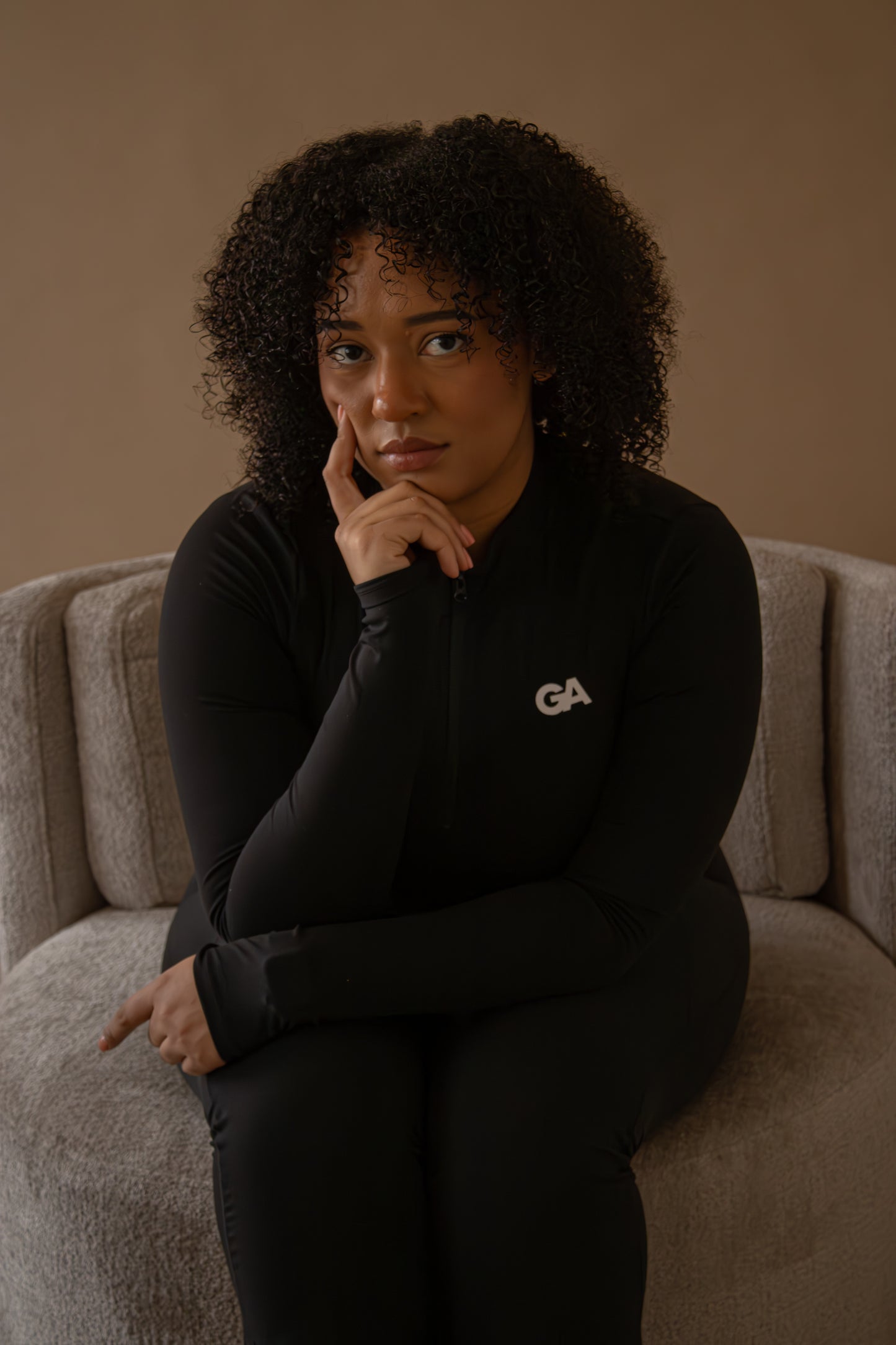 Intense Cropped Half-Zip Top – Black