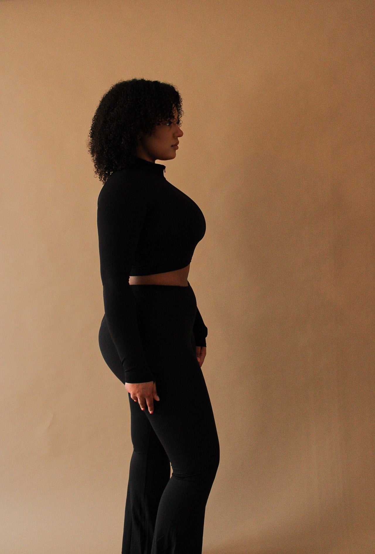 Intense Cropped Half-Zip Top – Black