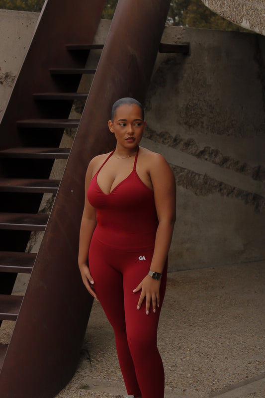 Seamless Active Halter Top – Burgundy