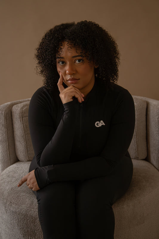 Intense Cropped Half-Zip Top – Black