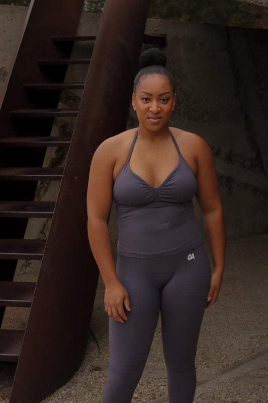 Seamless Active Halter Top – Storm Grey