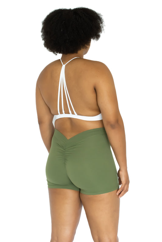 V-cut Scrunch Short Army Green