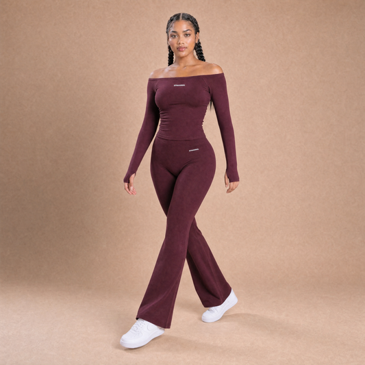 GymAnimal Compression Flared Legging Burgundy dames flared sportlegging volledig model